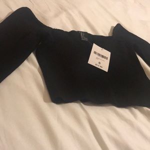 Off-the-Shoulder Cropped Sweater